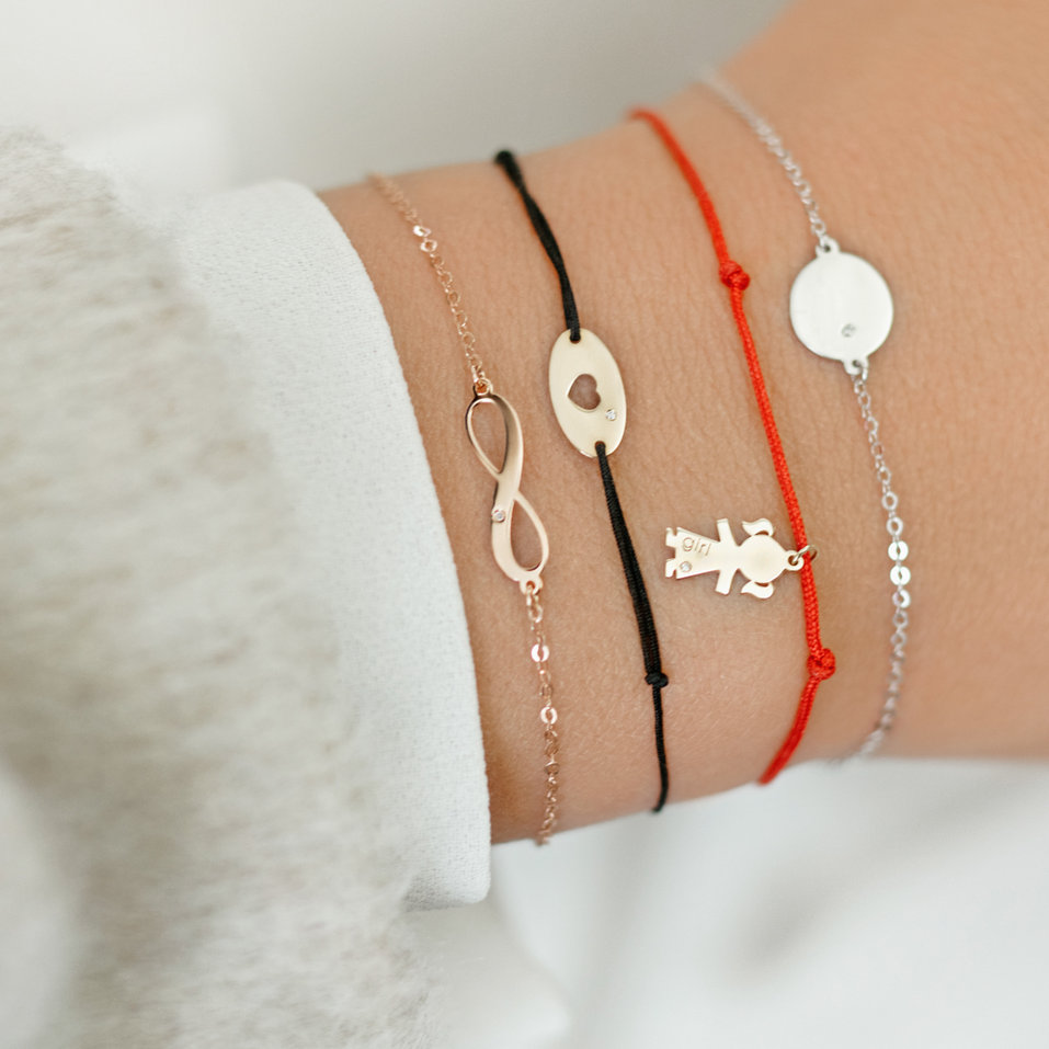 Diamantový náramek se šňůrkou Girl