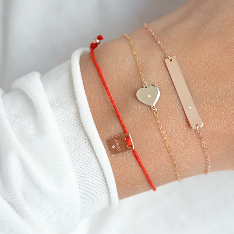 Diamantový náramek se šňůrkou Mini Stamp Love