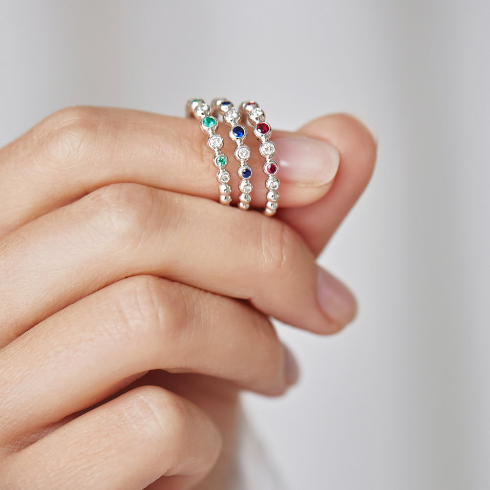 Prsten s diamanty a rubíny Shiny Dots