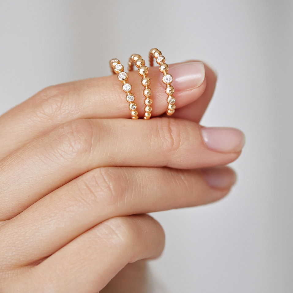 Prsten s diamanty a rubíny Shiny Dots