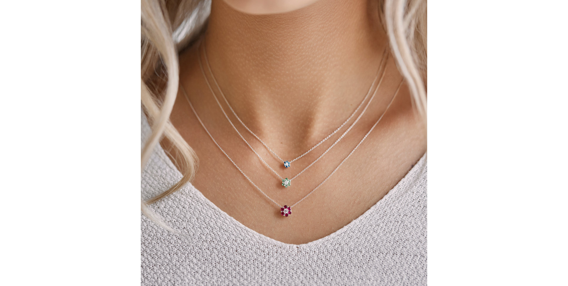 Náhrdelník s diamantem a safíry Shiny Constellation