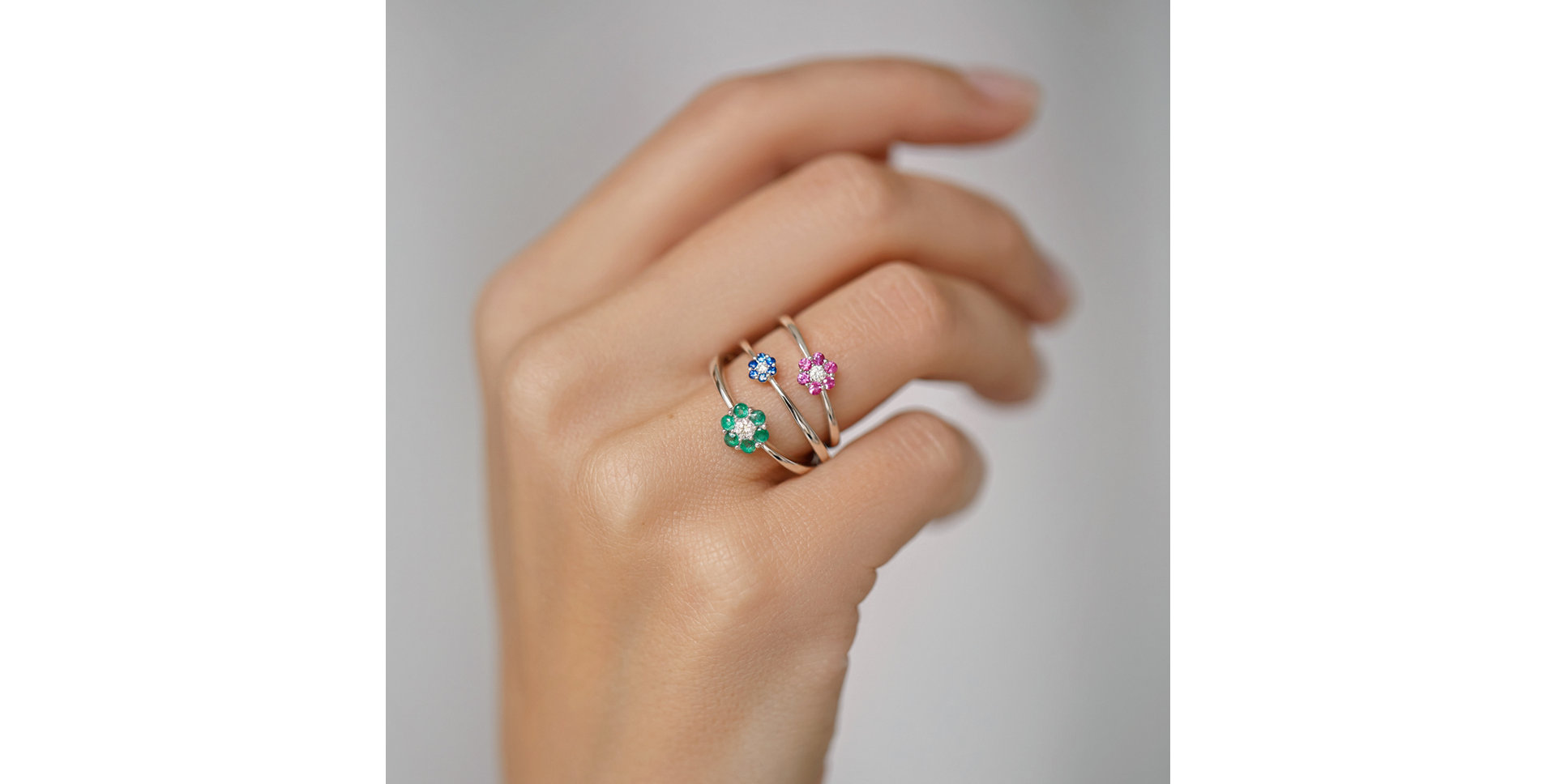 Prsten s diamantem a smaragdy Shiny Constellation