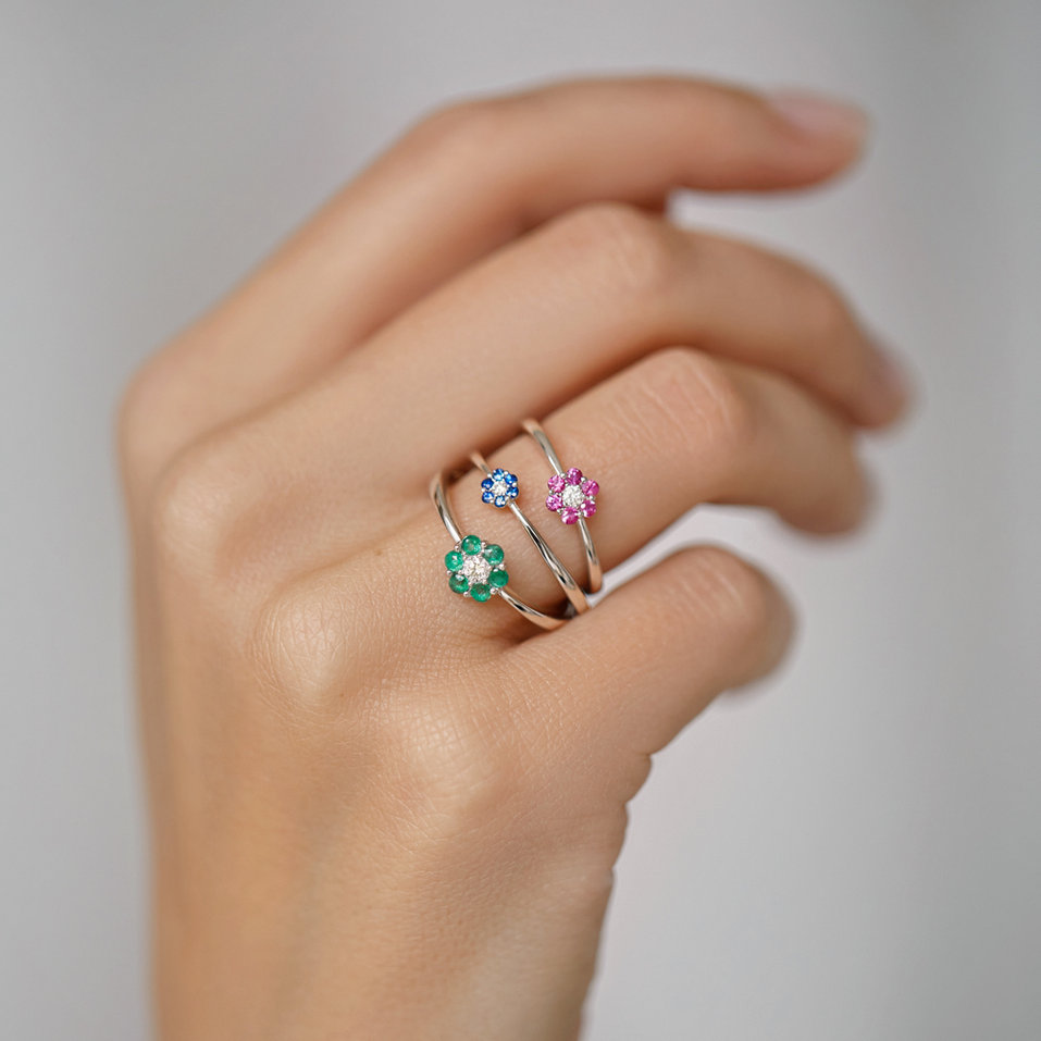 Prsten s diamantem a smaragdy Shiny Constellation