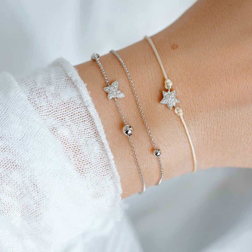 Náramek s černými diamanty Amazing Butterfly