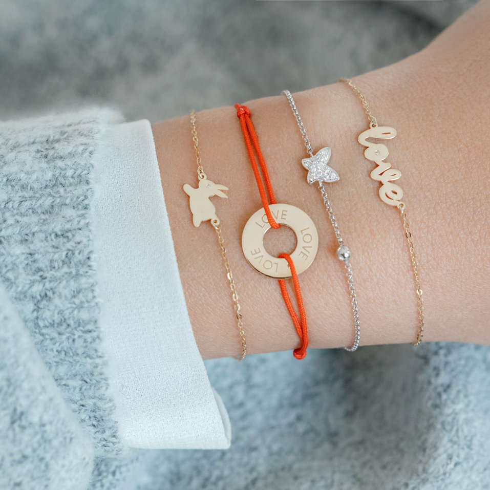 Diamantový náramek se šňůrkou Love Circle