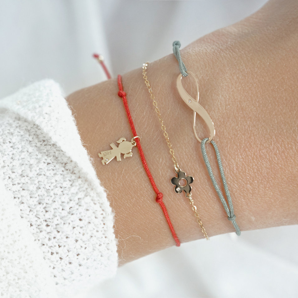 Diamantový náramek se šňůrkou Girl