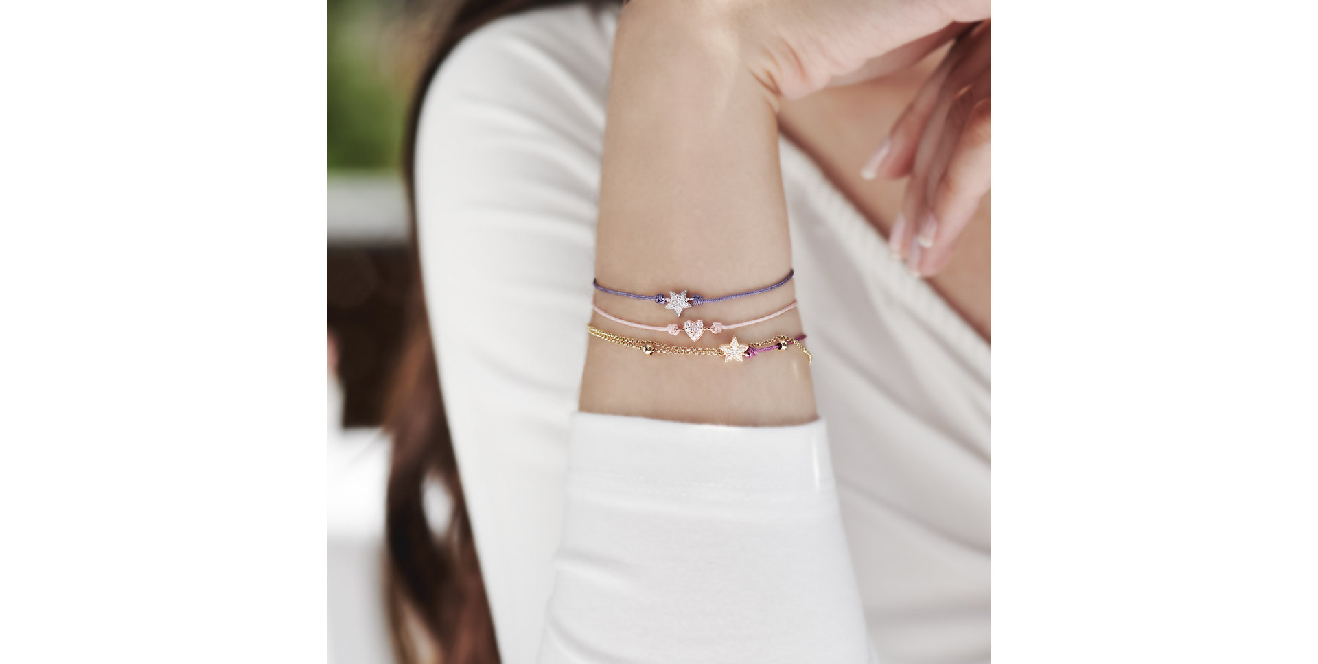 Diamantový náramek se šňůrkou Dream Message