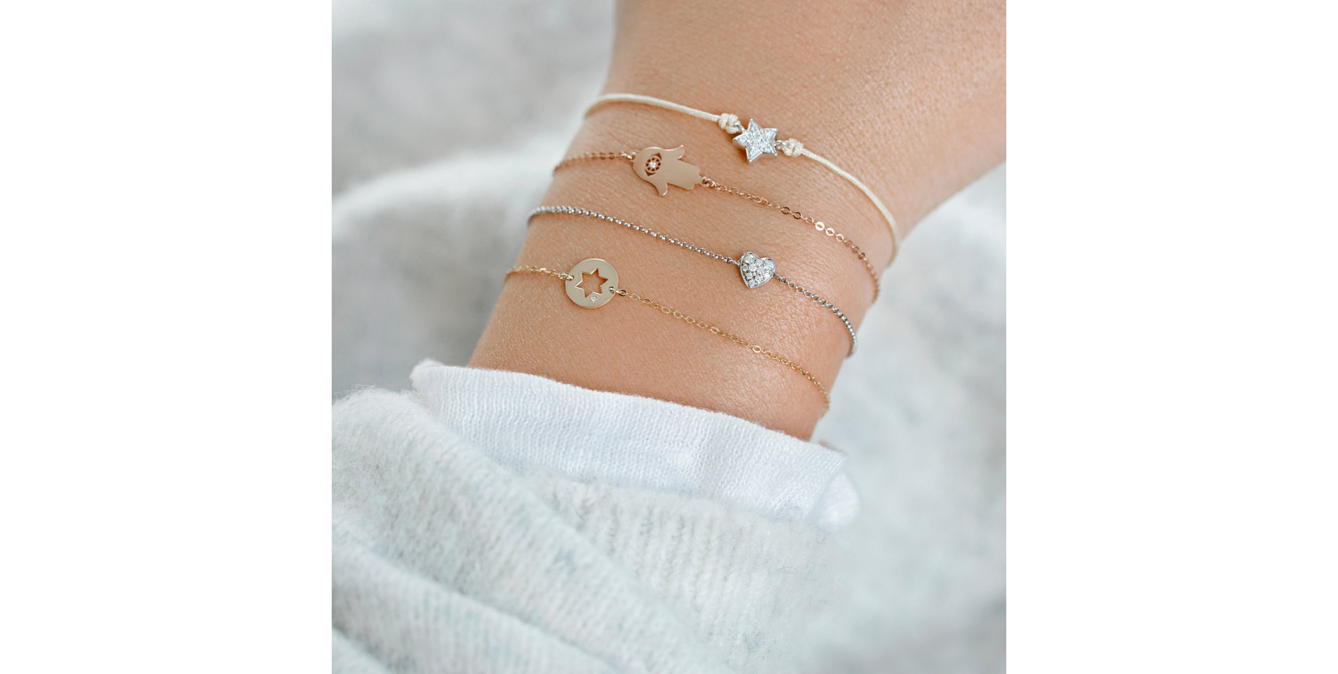 Diamantový náramek se šňůrkou Star Message