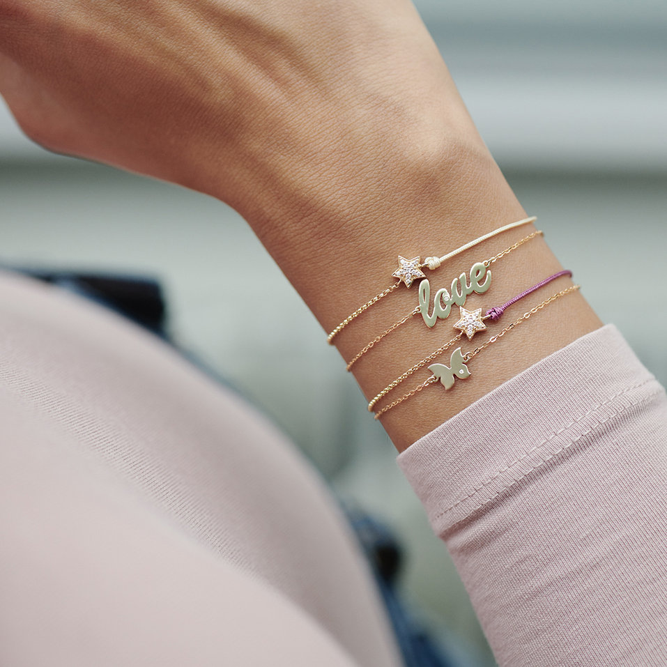 Diamantový náramek se šňůrkou Be a Star