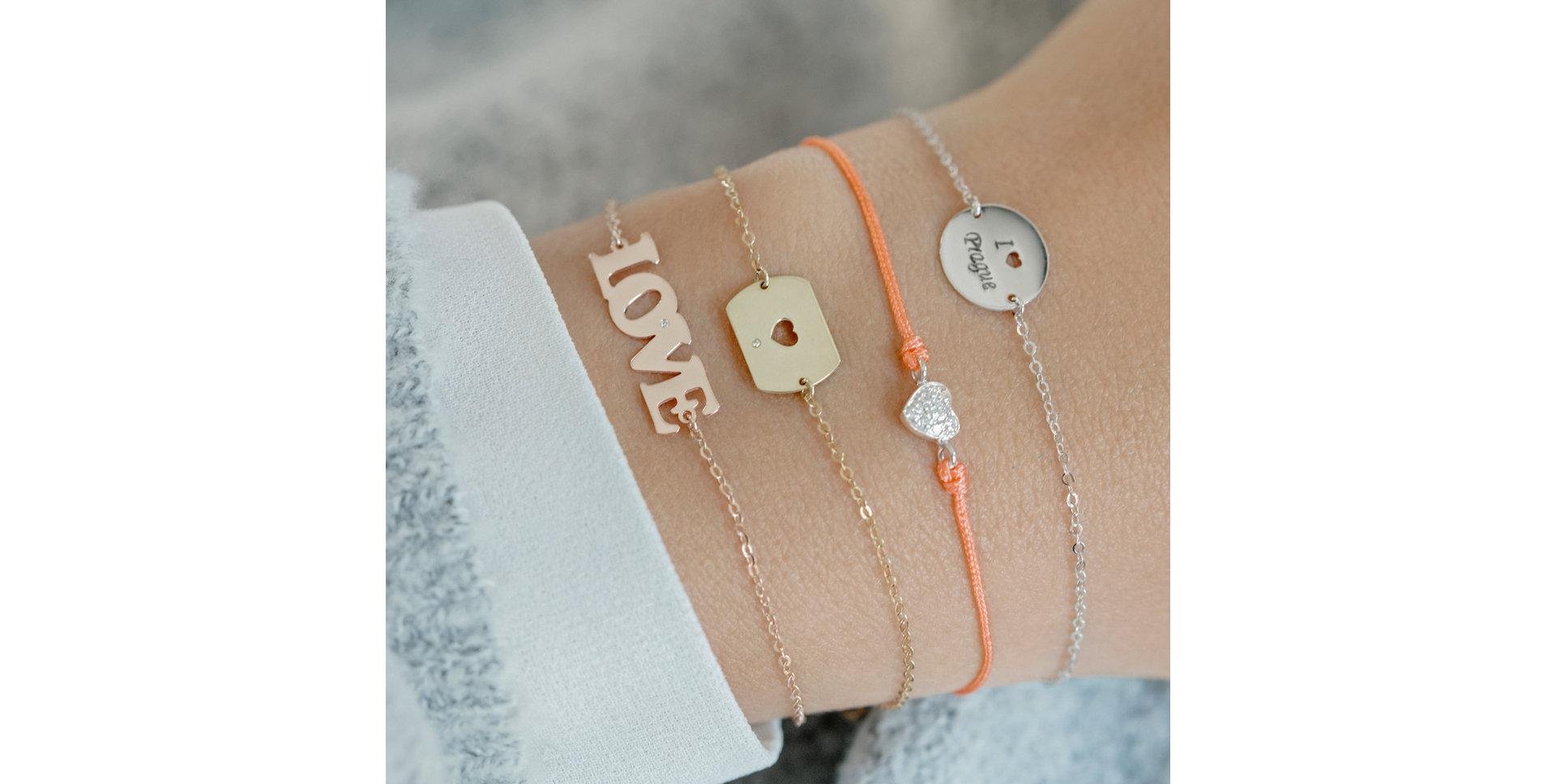 Briliantový náramek se šňůrkou Pretty Heart