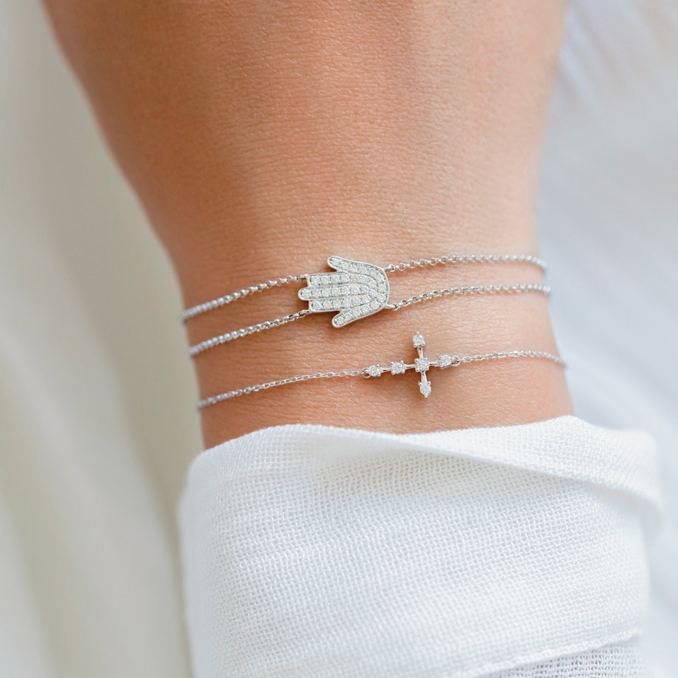 Náramek s diamanty Hand of Fatima