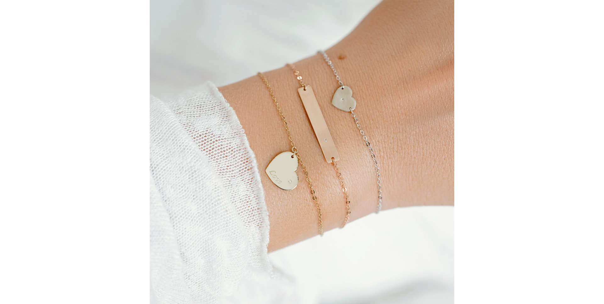 Náramek s diamantem Amour Heart