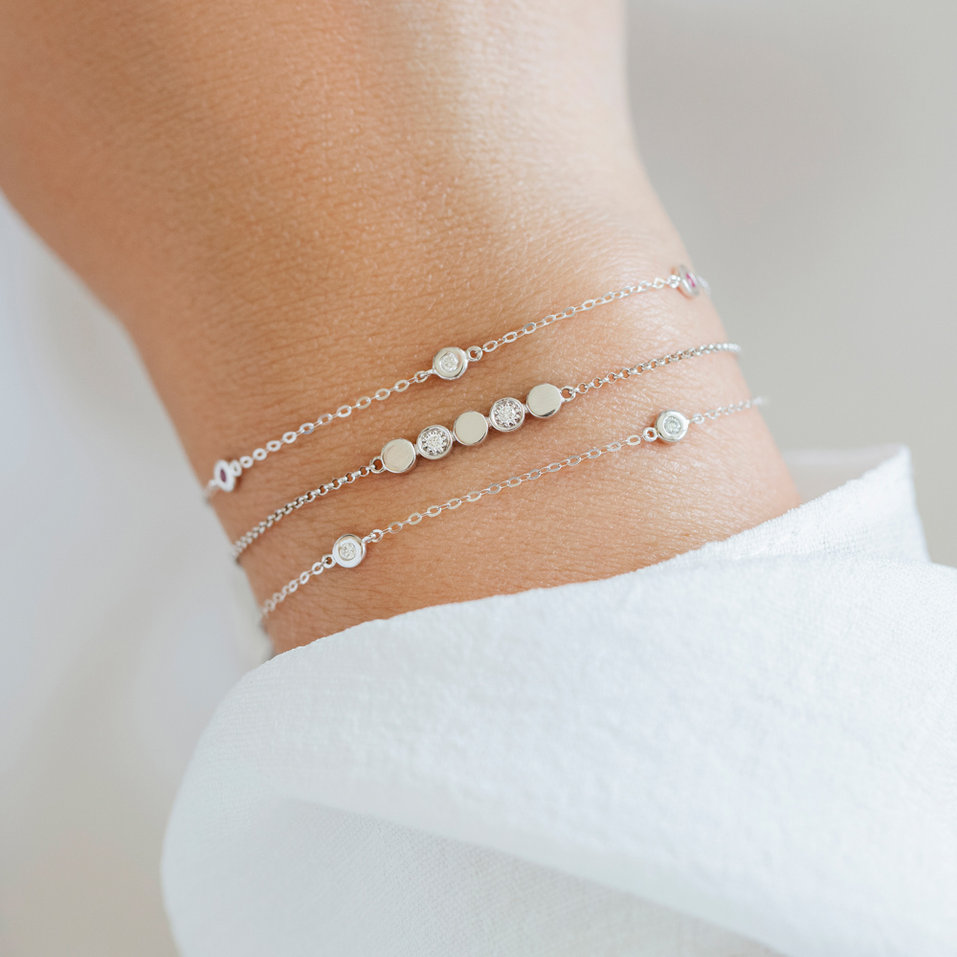 Náramek s černými a hnědými diamanty Dots