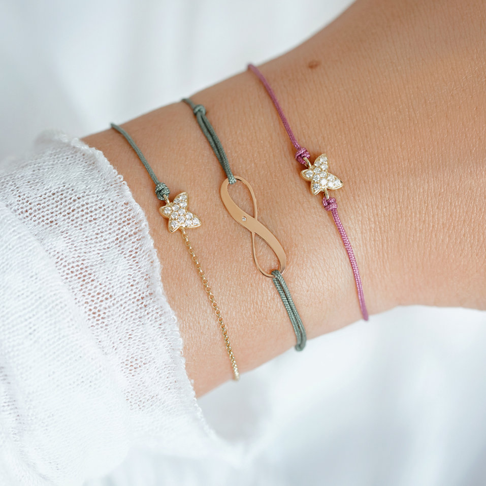 Diamantový náramek se šňůrkou Infinity