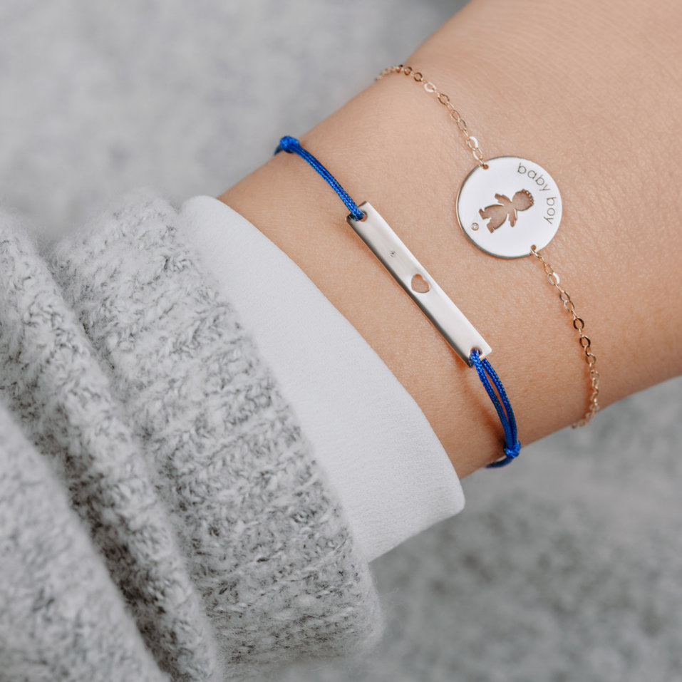 Diamantový náramek se šňůrkou Heart Stamp