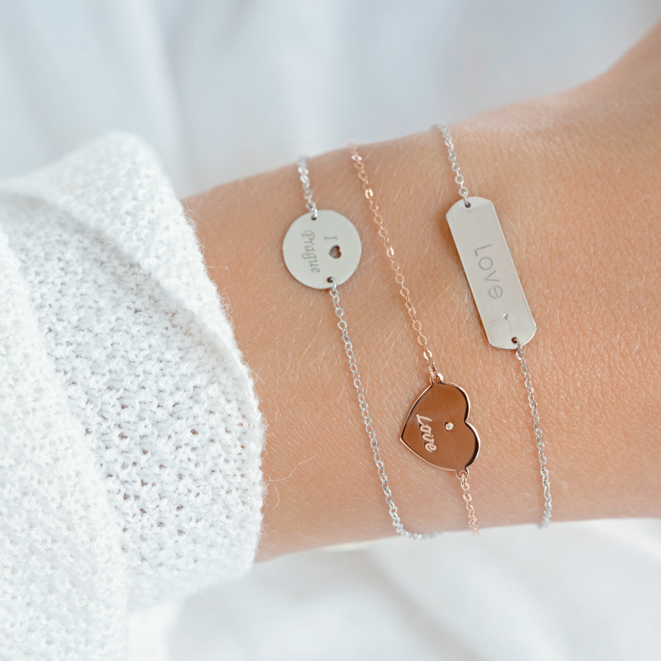 Náramek s diamantem Heart Love