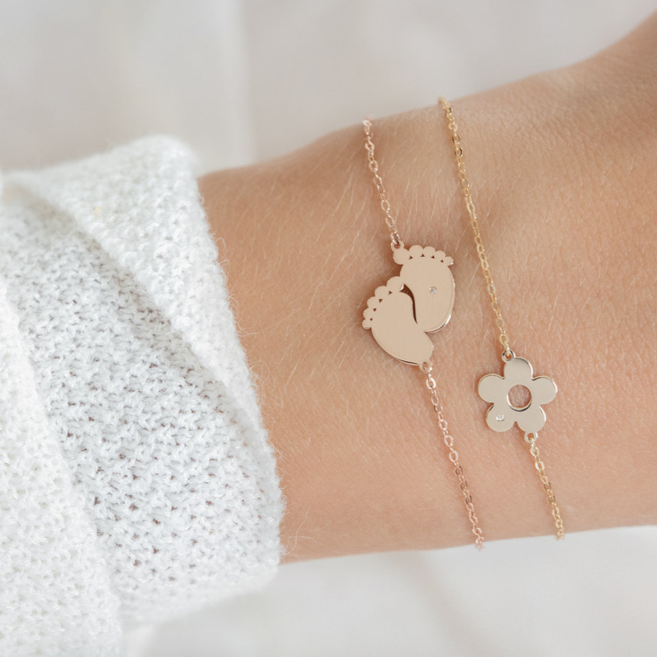 Náramek s diamantem Baby Feet