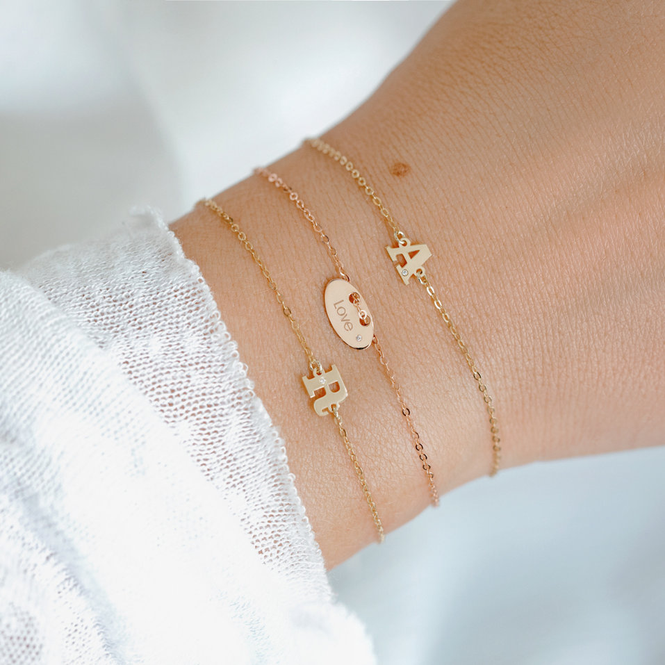 Náramek s diamantem Love Stamp Message