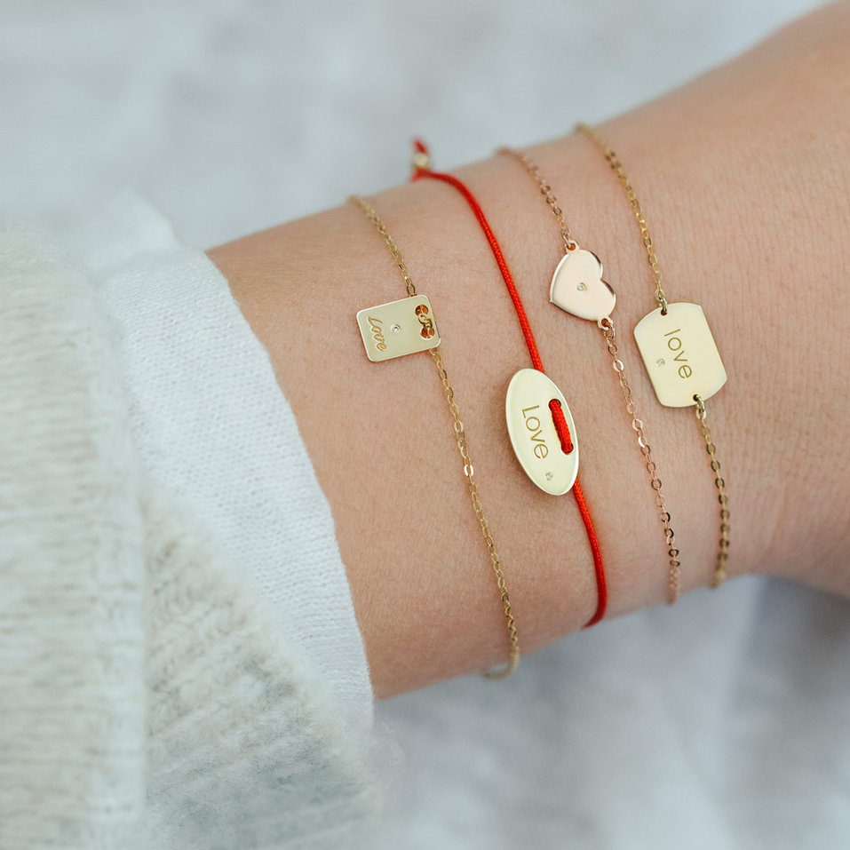 Diamantový náramek se šňůrkou Stamp