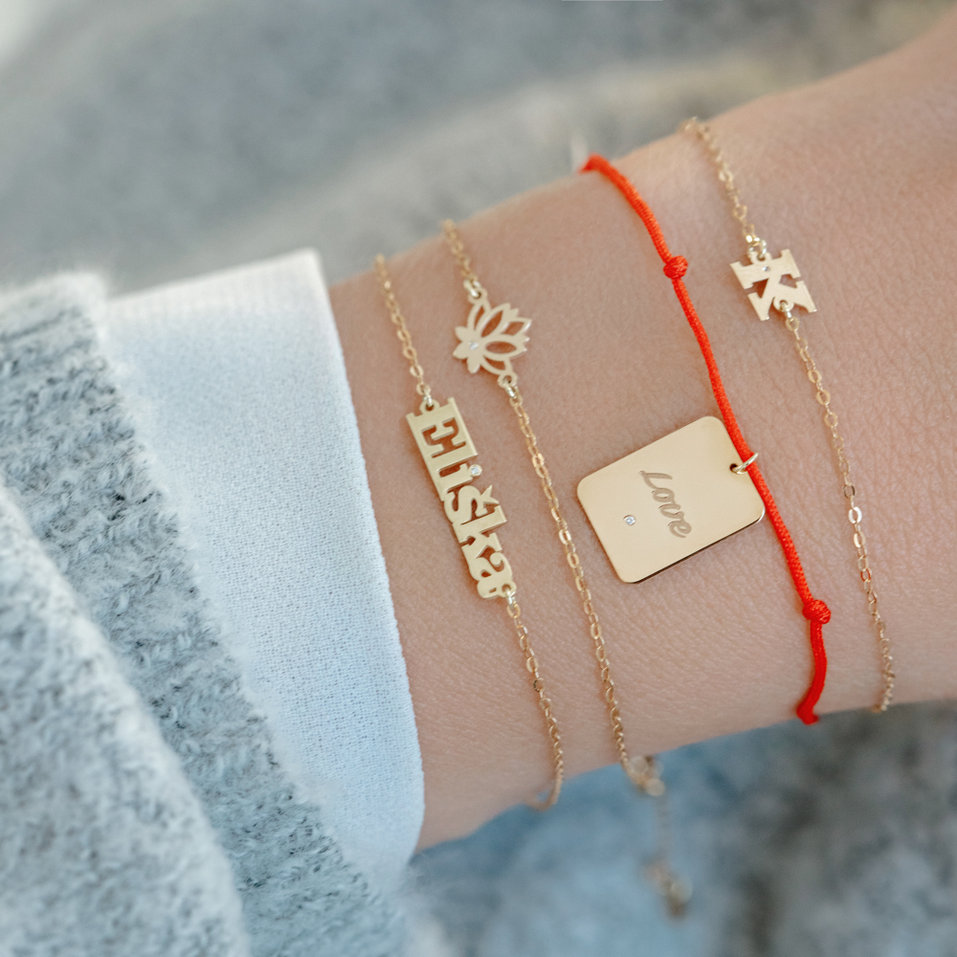 Diamantový náramek se šňůrkou Stamp Love