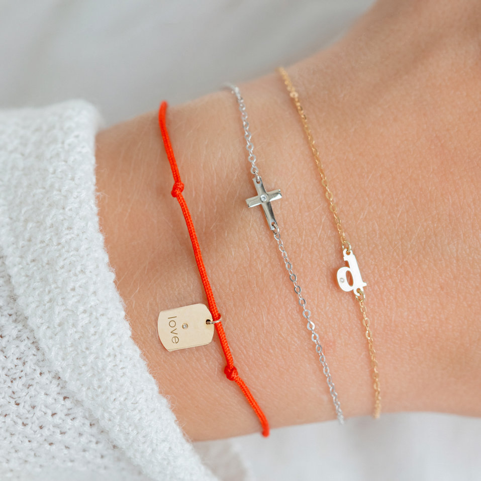 Diamantový náramek se šňůrkou Military Stamp