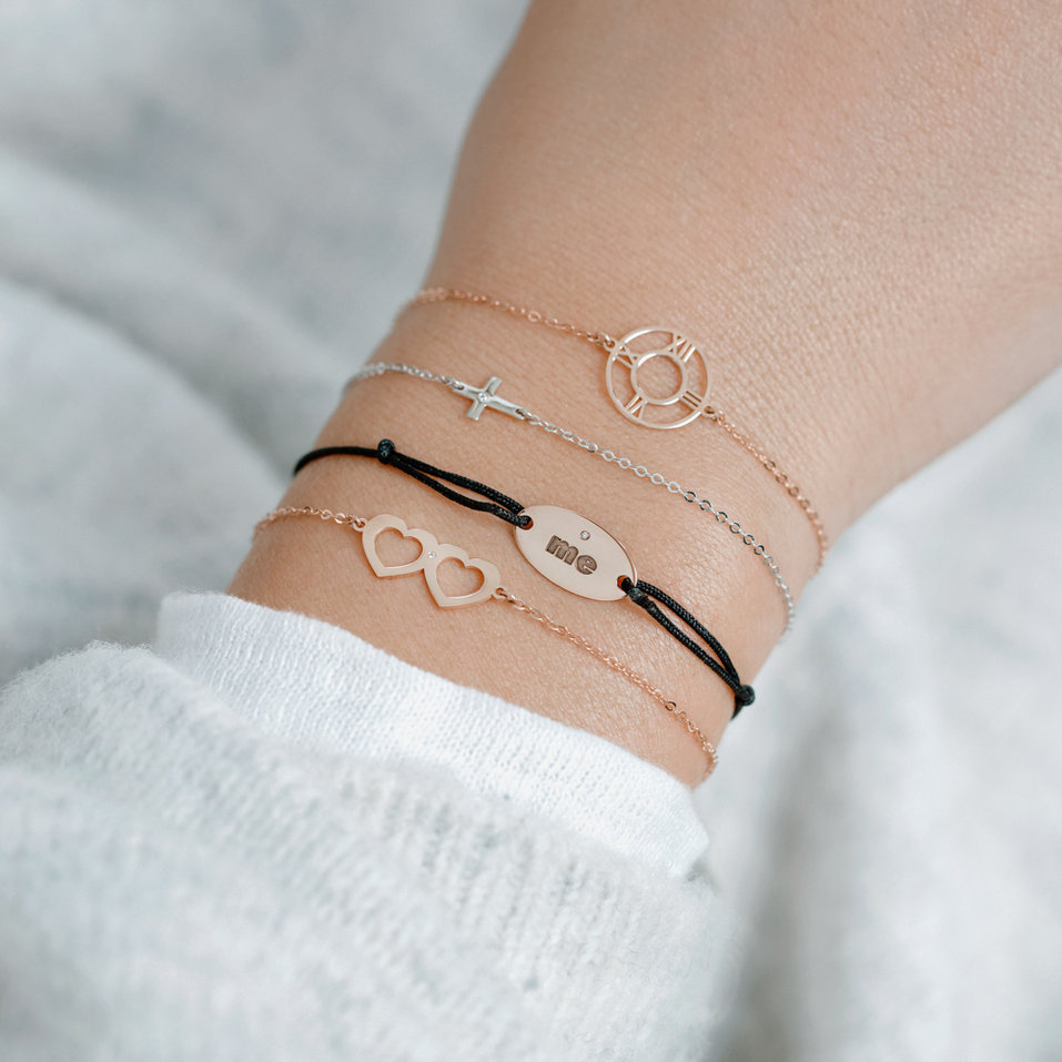 Náramek s diamantem Two Hearts