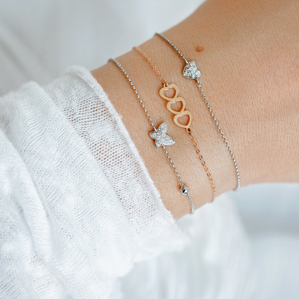 Náramek s diamantem Three Hearts