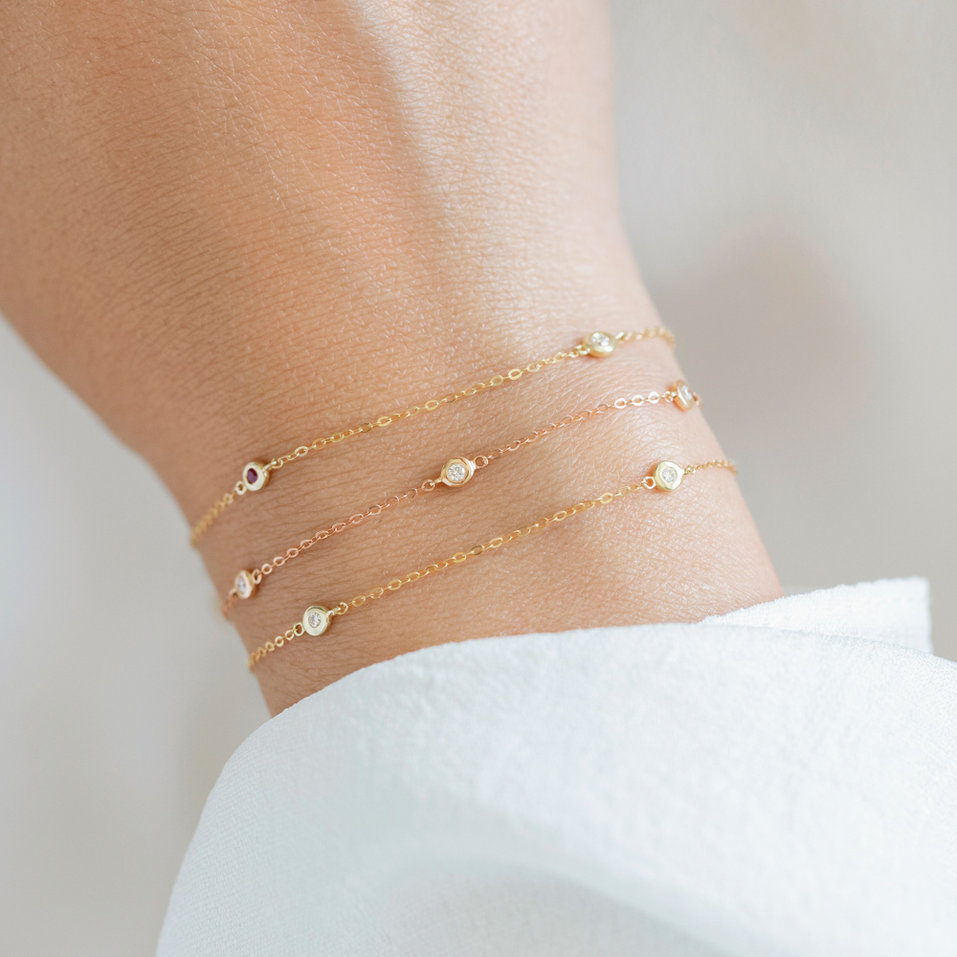 Náramek s diamanty a safíry Dots