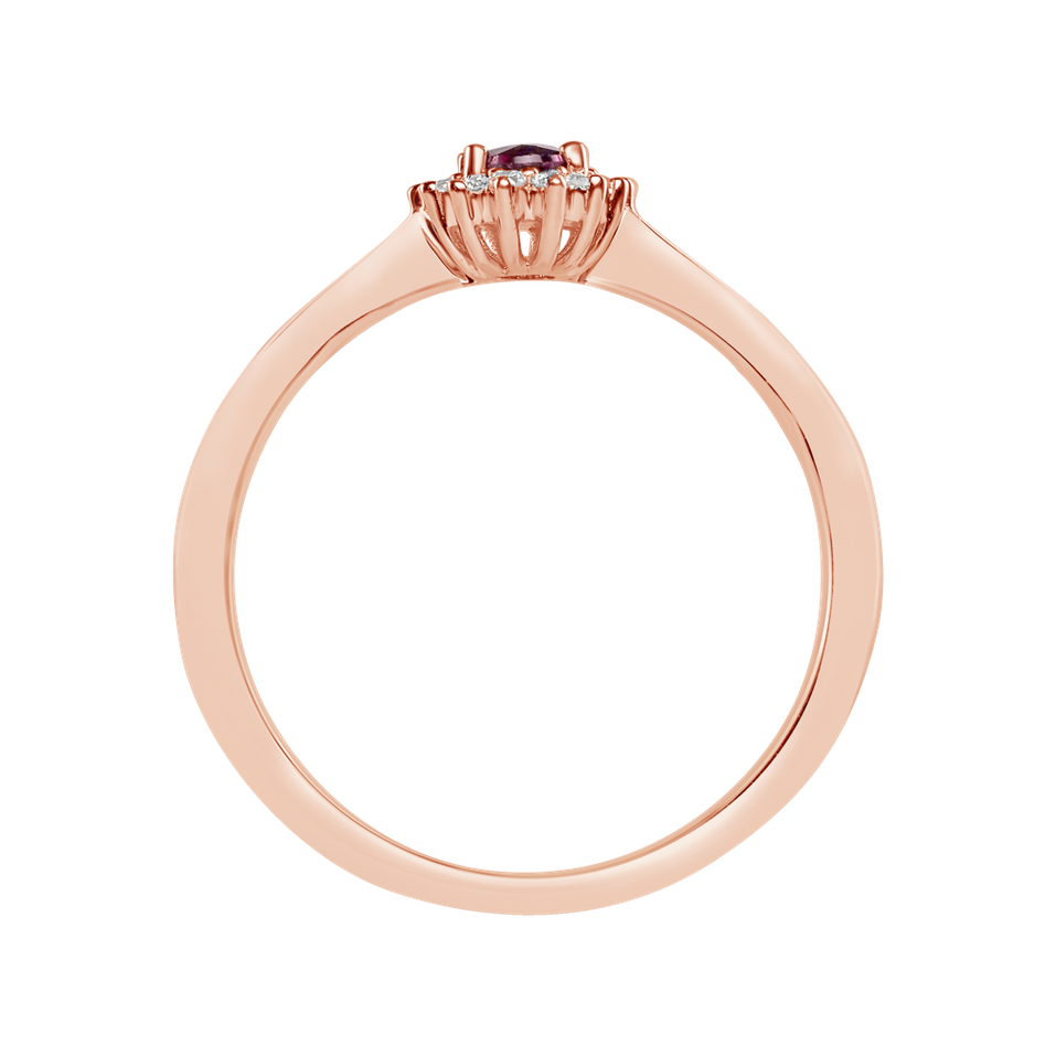 Prsten s diamanty a rubínem Princess