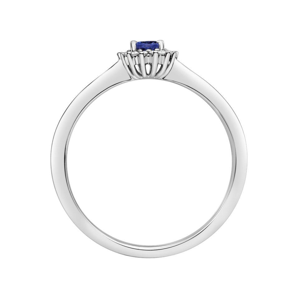 Prsten s diamanty a tanzanitem Princess