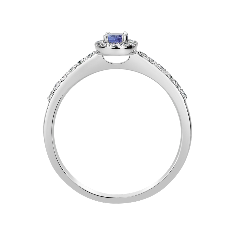 Prsten s diamanty a tanzanitem Princess