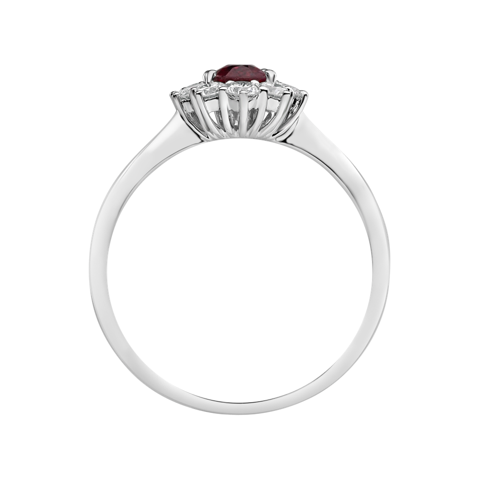 Prsten s diamanty a rubínem Princess