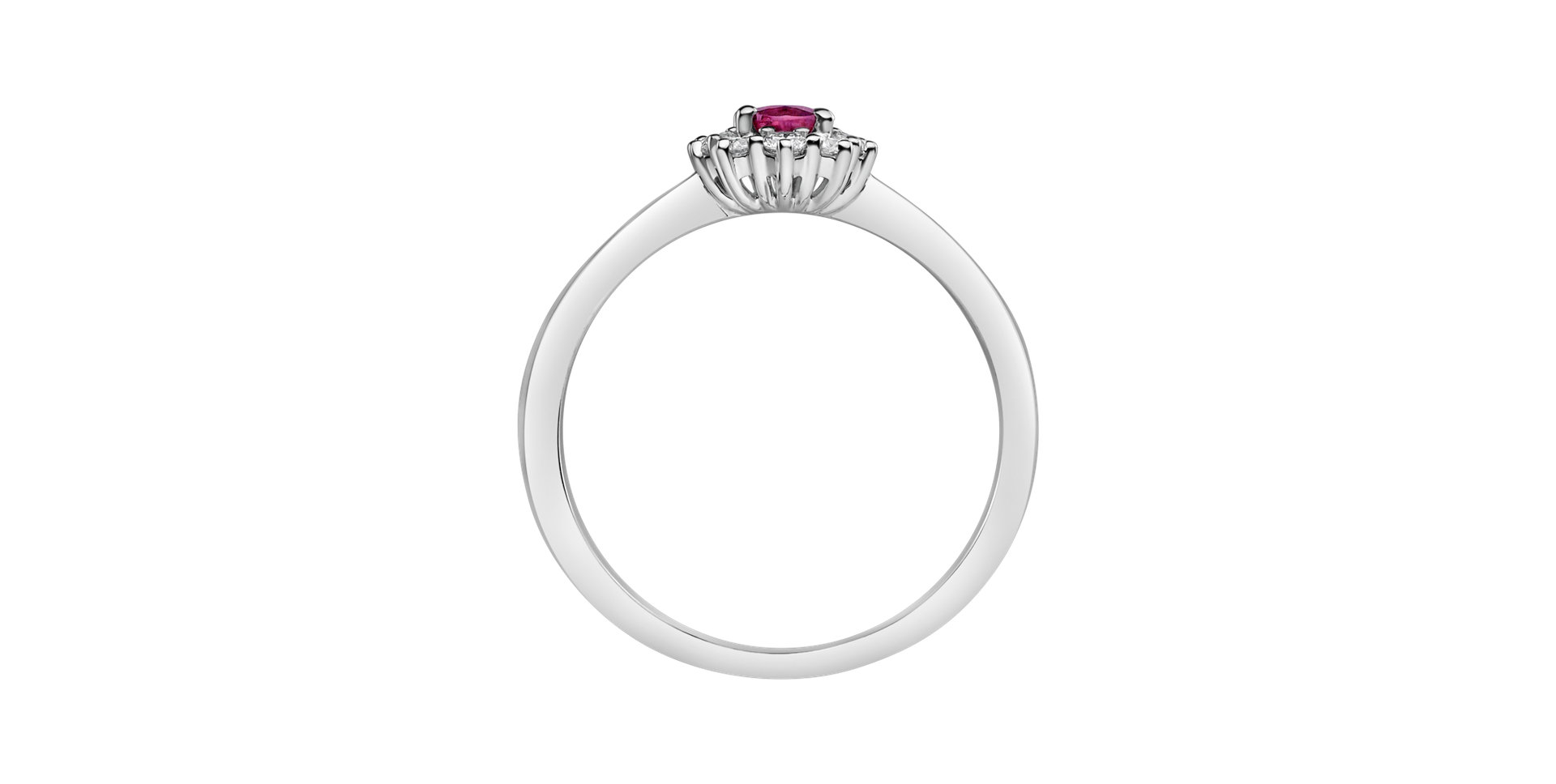 Prsten s diamanty a rubínem Princess