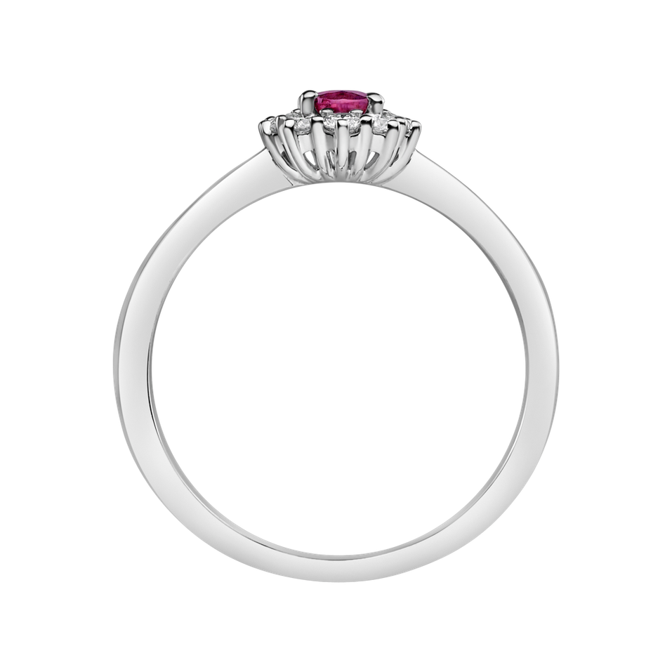 Prsten s diamanty a rubínem Princess