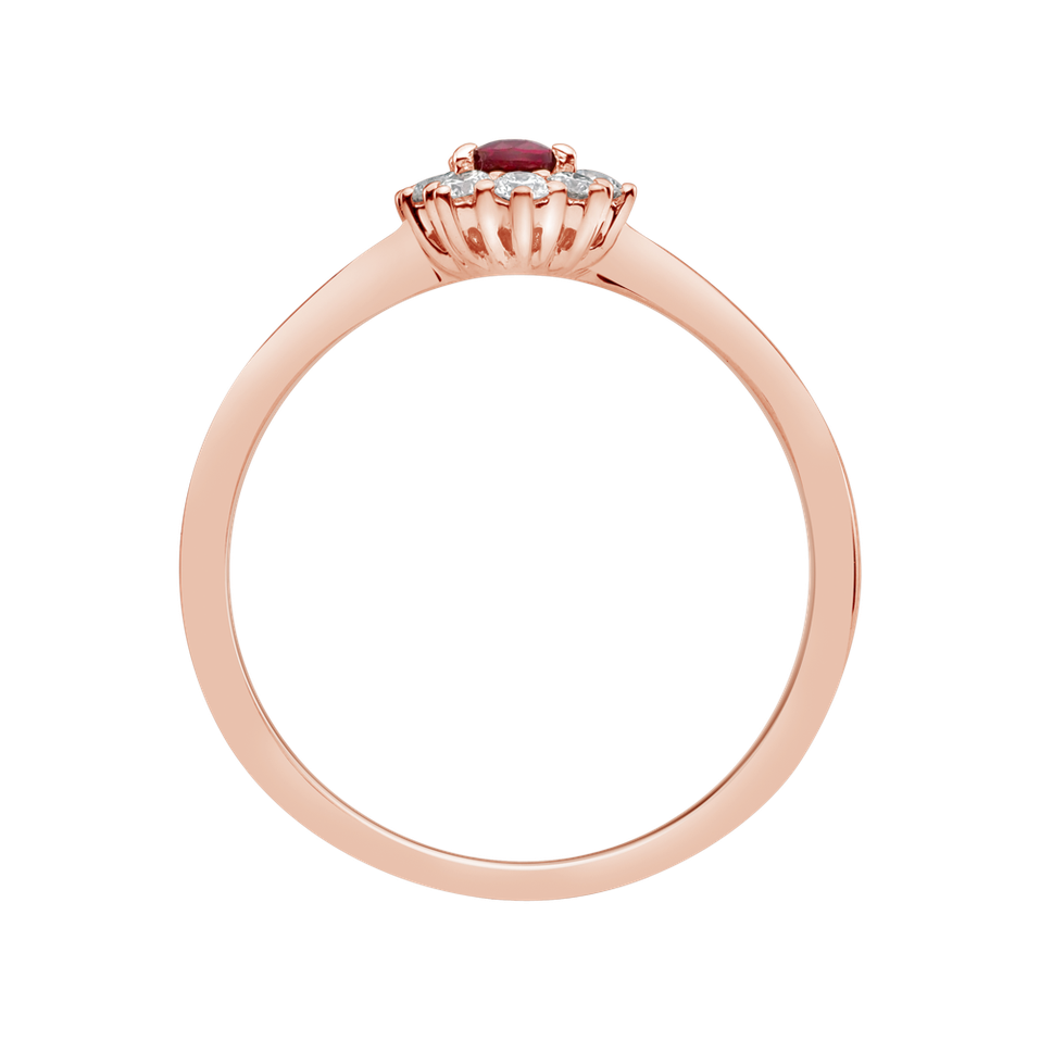 Prsten s diamanty a rubínem Princess