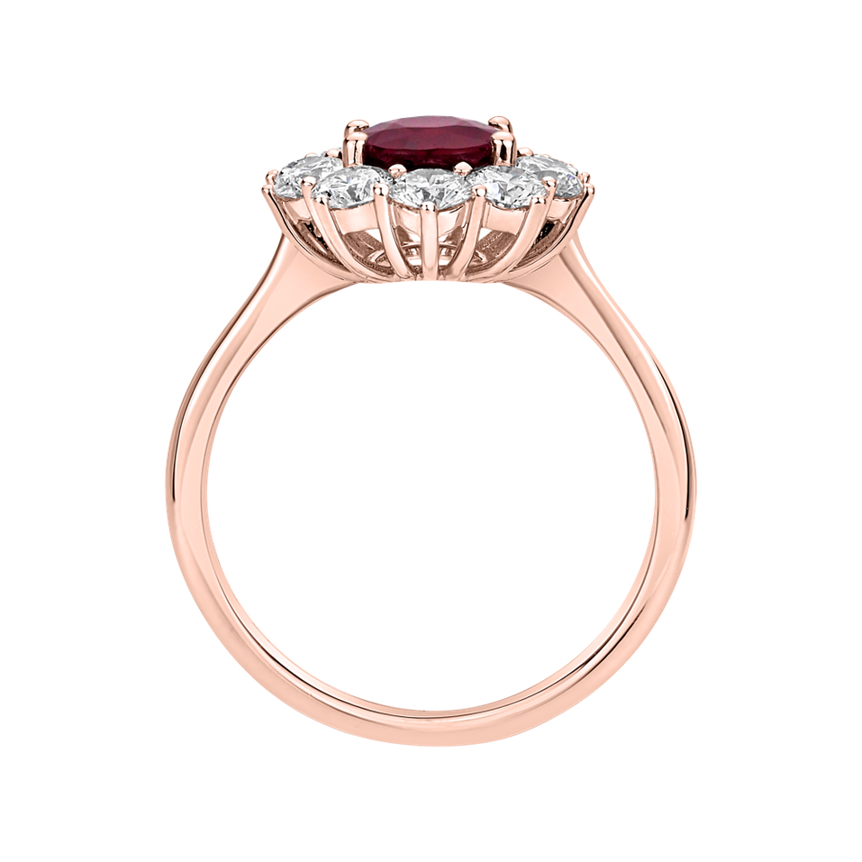 Prsten s diamanty a rubínem Princess