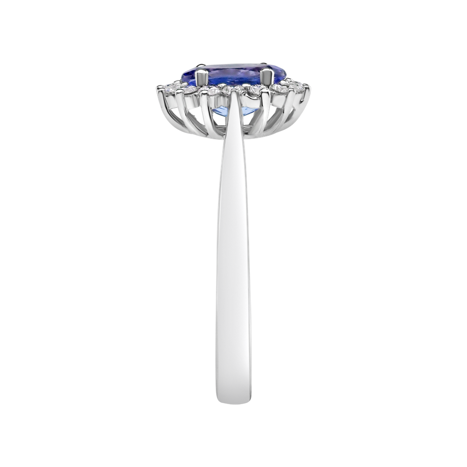 Prsten s diamanty a tanzanitem Princess