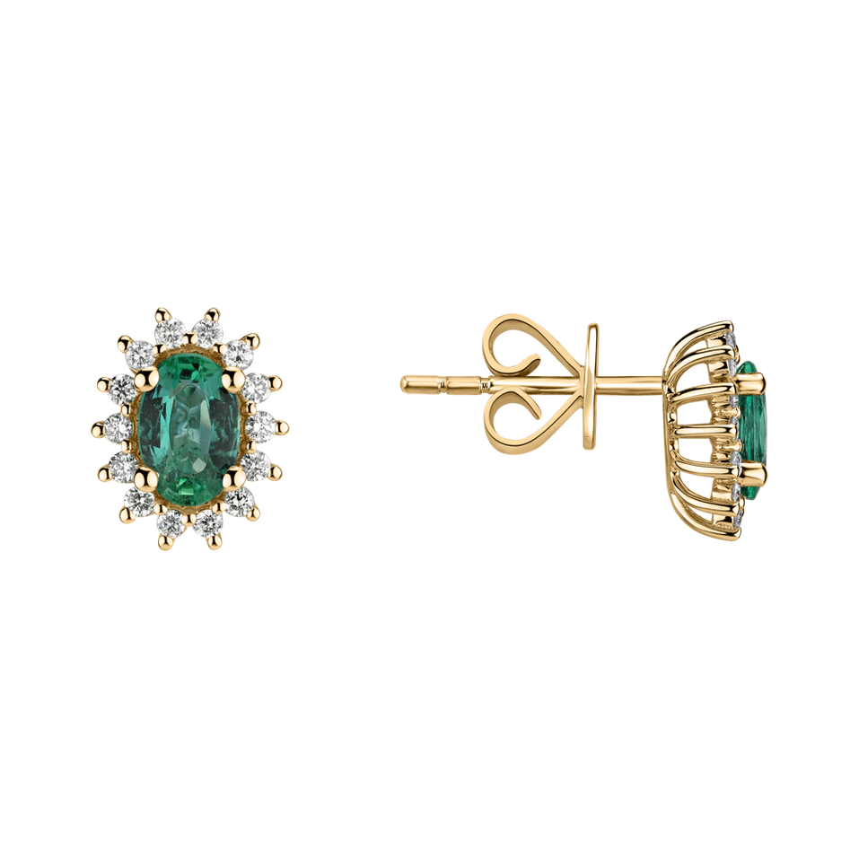 Náušnice s diamanty a smaragdem Princess