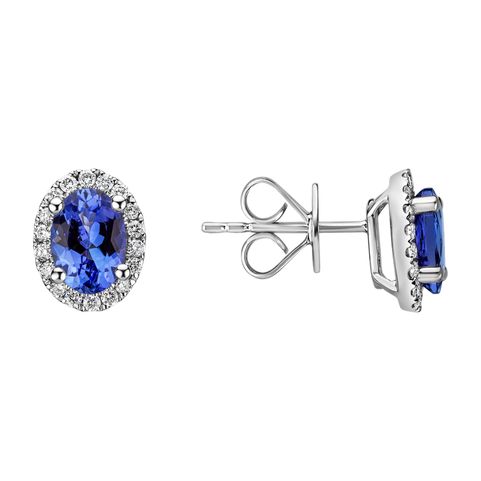 Náušnice s diamanty a tanzanitem Princess
