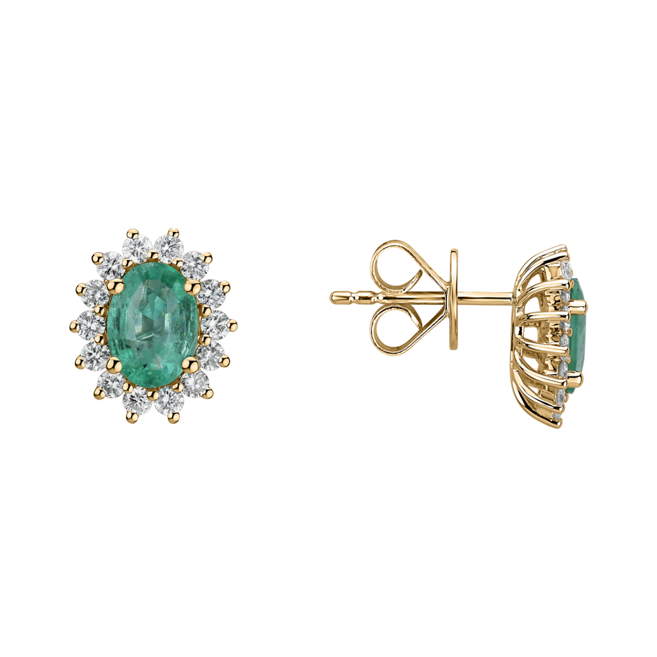 Náušnice s diamanty a smaragdem Princess