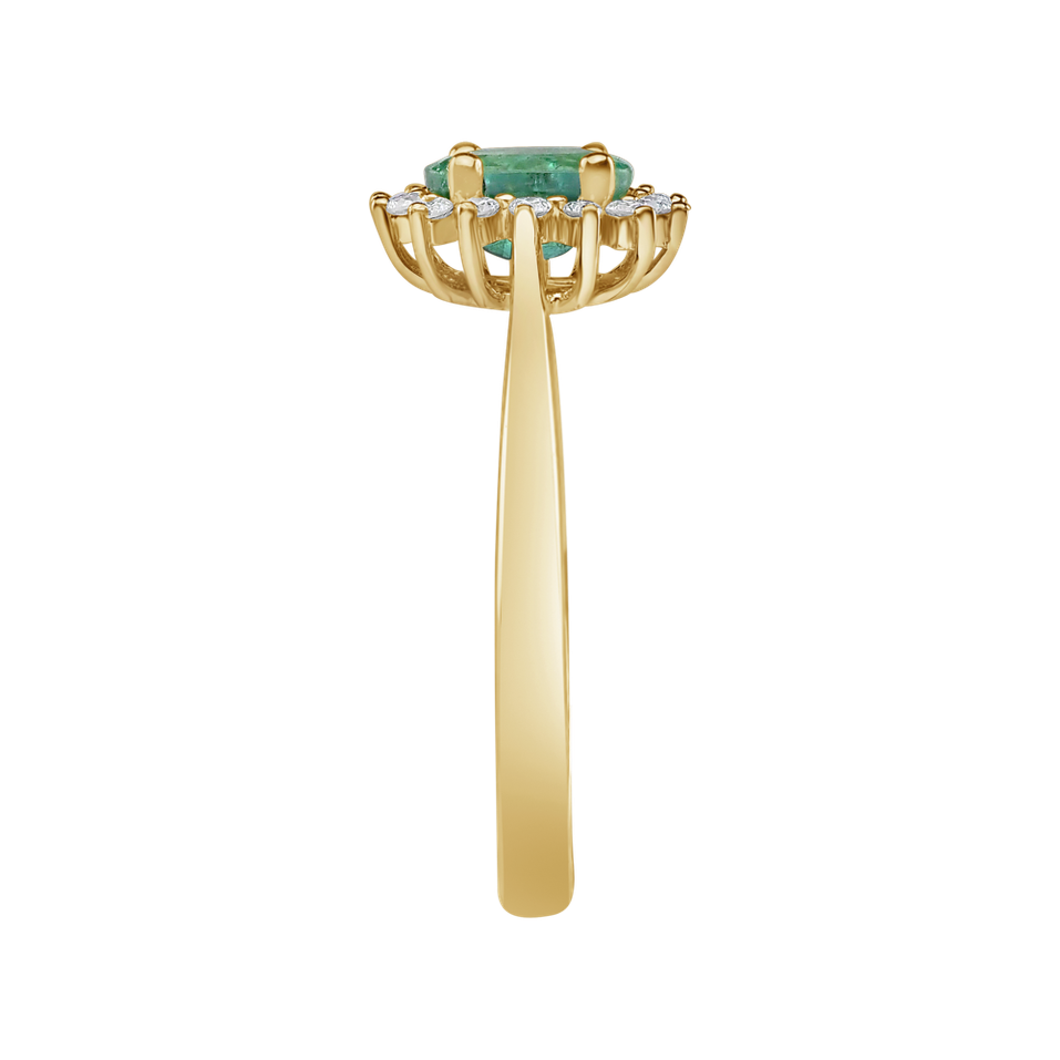 Prsten s diamanty a smaragdem Princess