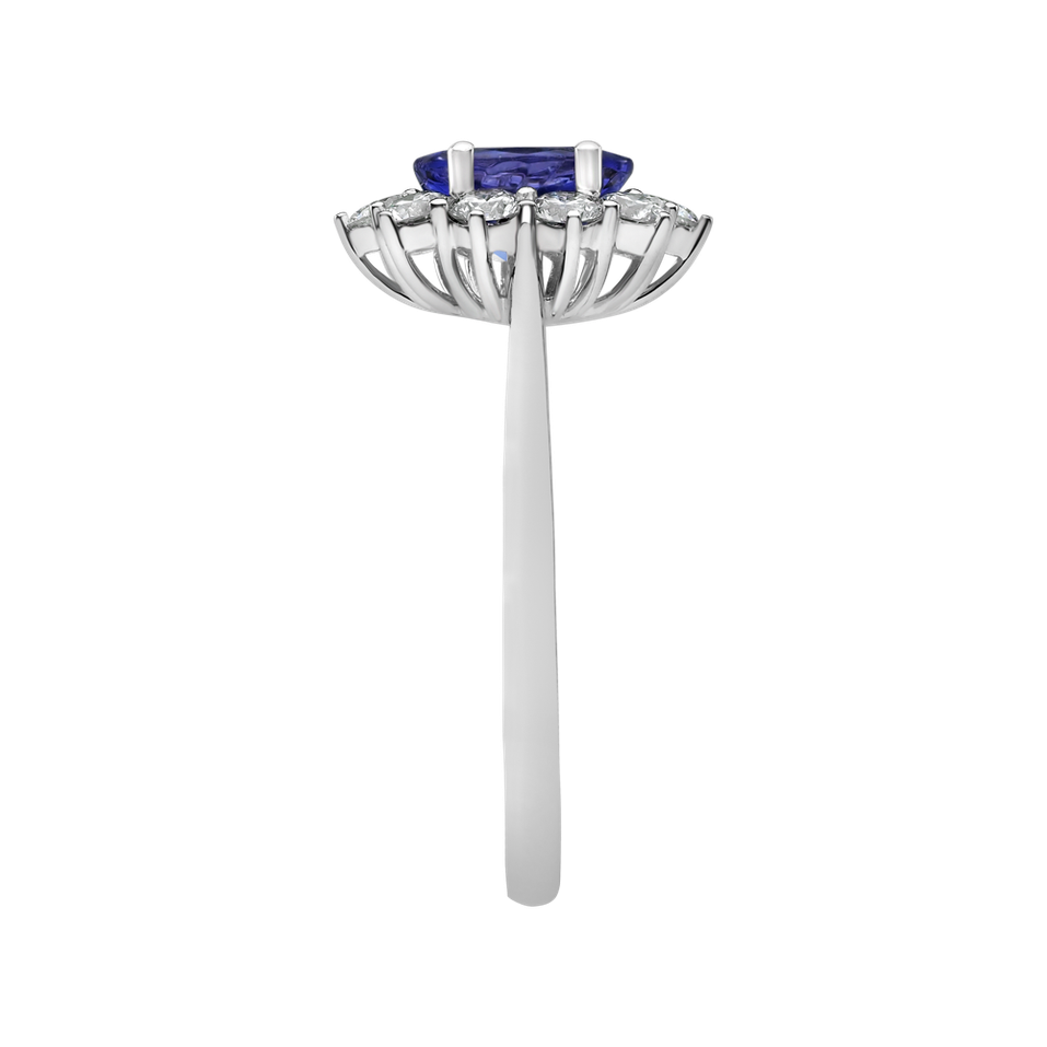 Prsten s diamanty a tanzanitem Princess