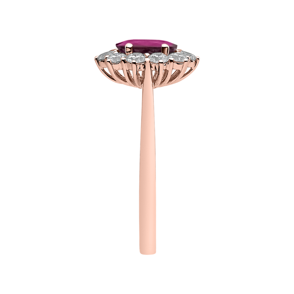 Prsten s diamanty a rubínem Princess