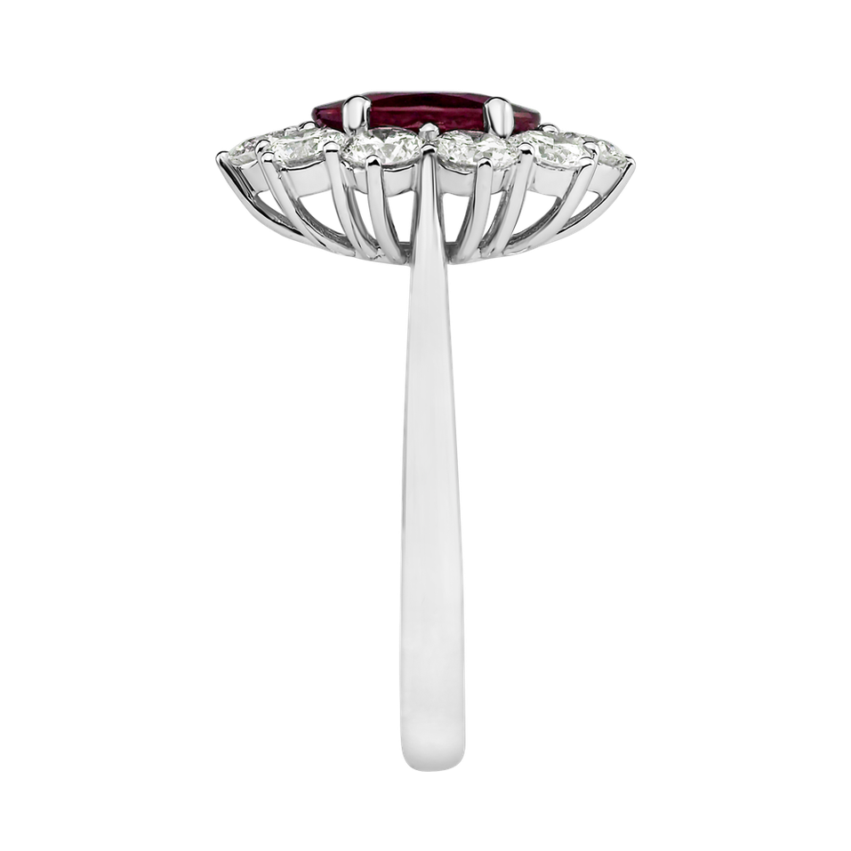Prsten s diamanty a rubínem Princess