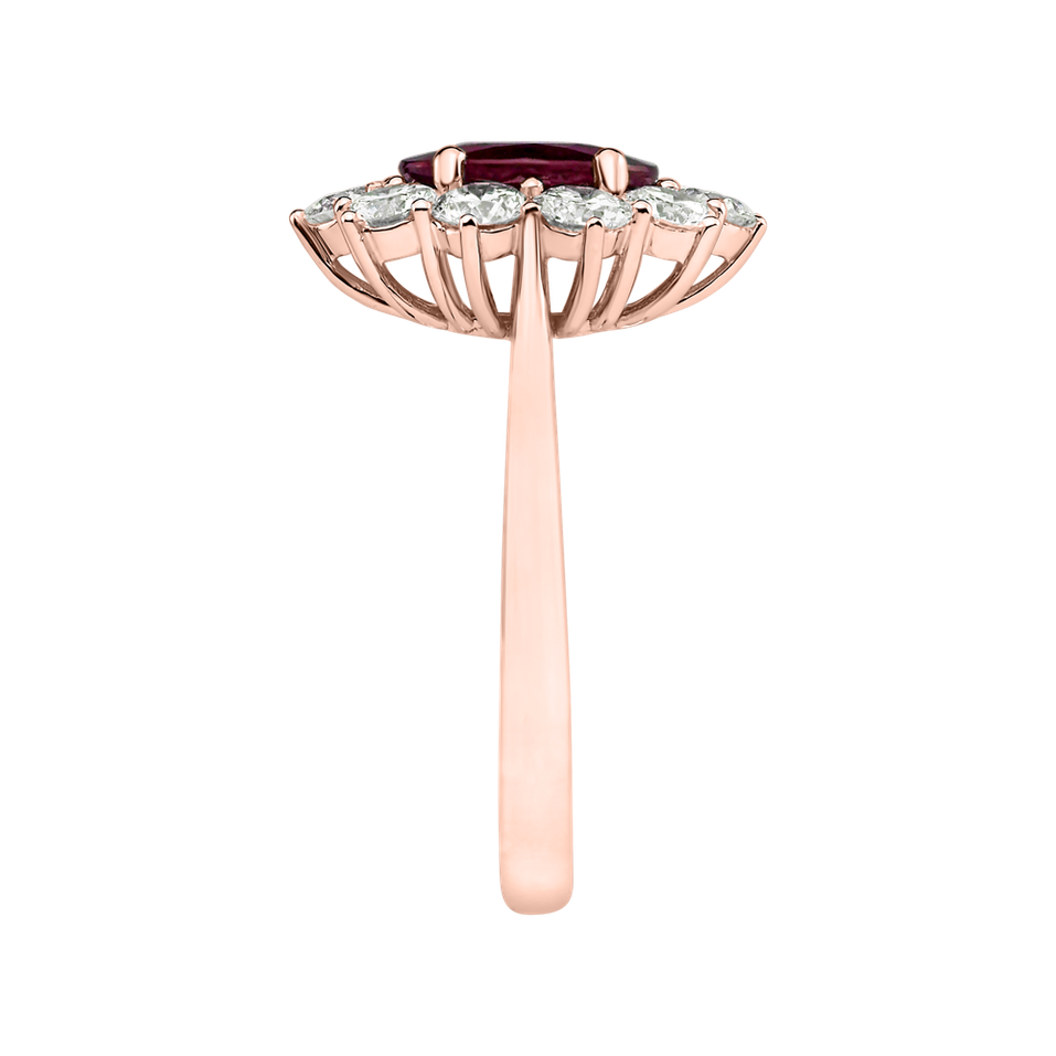 Prsten s diamanty a rubínem Princess