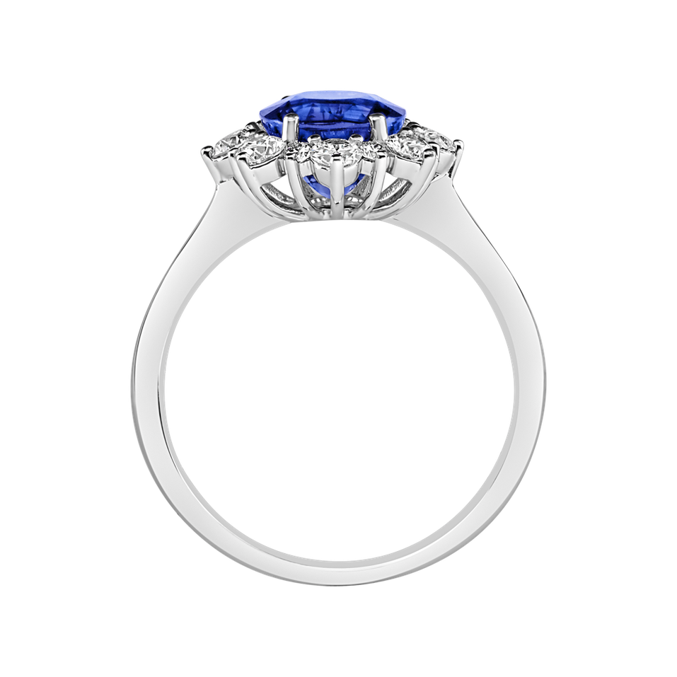 Prsten s diamanty a tanzanitem Princess