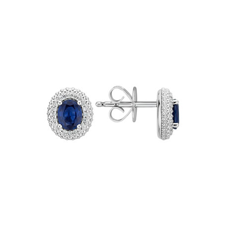 Náušnice s diamanty a safírem Royal Sapphire