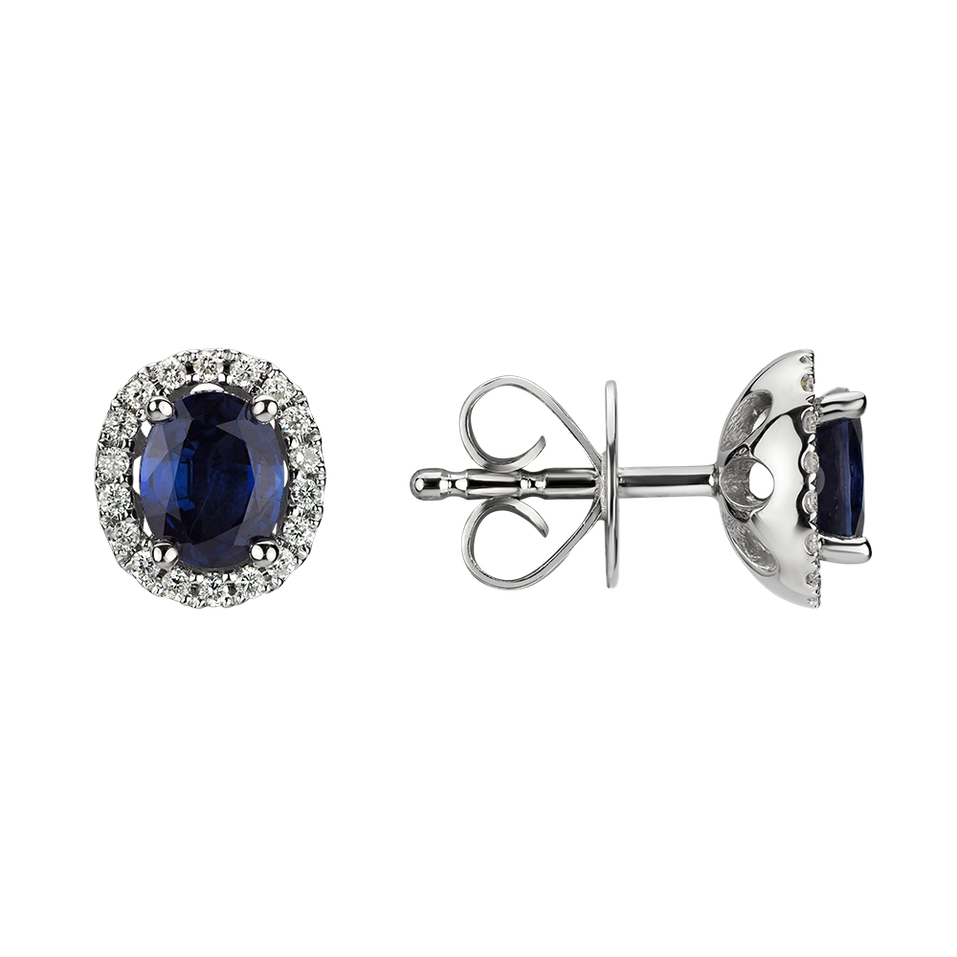 Náušnice s diamanty a safírem Princess