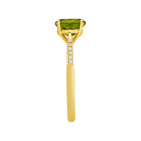 Prsten s diamanty a peridotem Bonbon