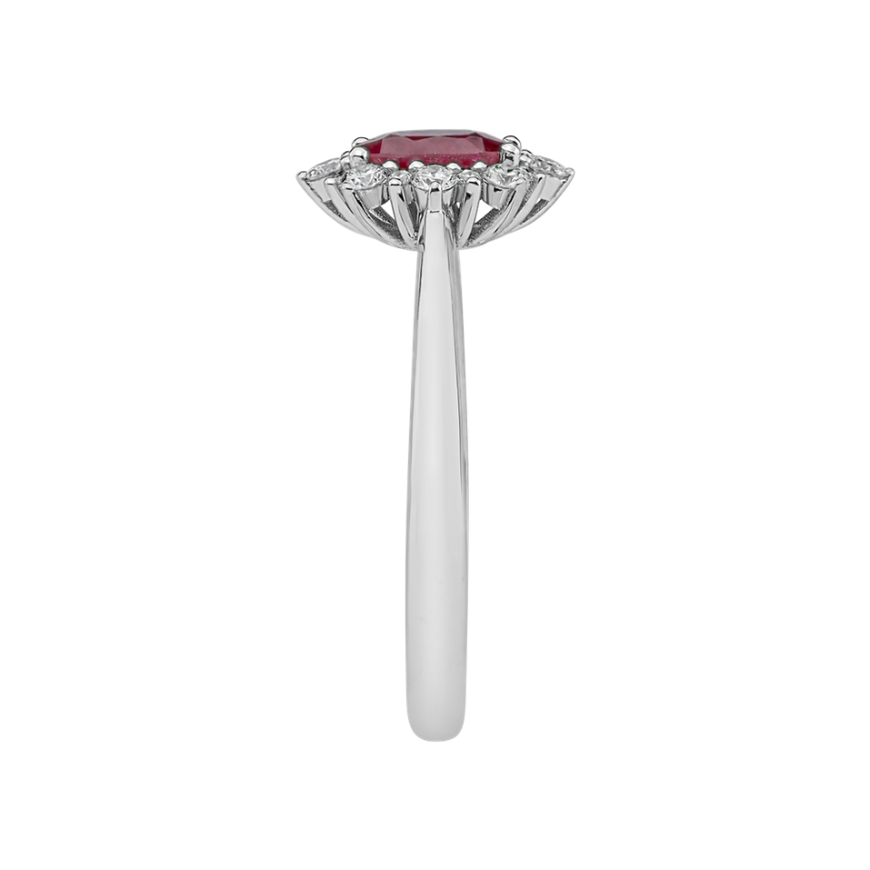 Prsten s diamanty a rubínem Princess